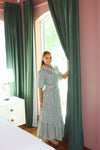Stripe Floral Belt Maxi Dress