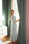 Stripe Floral Belt Maxi Dress