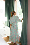 Stripe Floral Belt Maxi Dress
