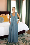 Denim Polka-Dot Scoop Maxi Dress