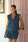 Denim Stripe Sailor Top