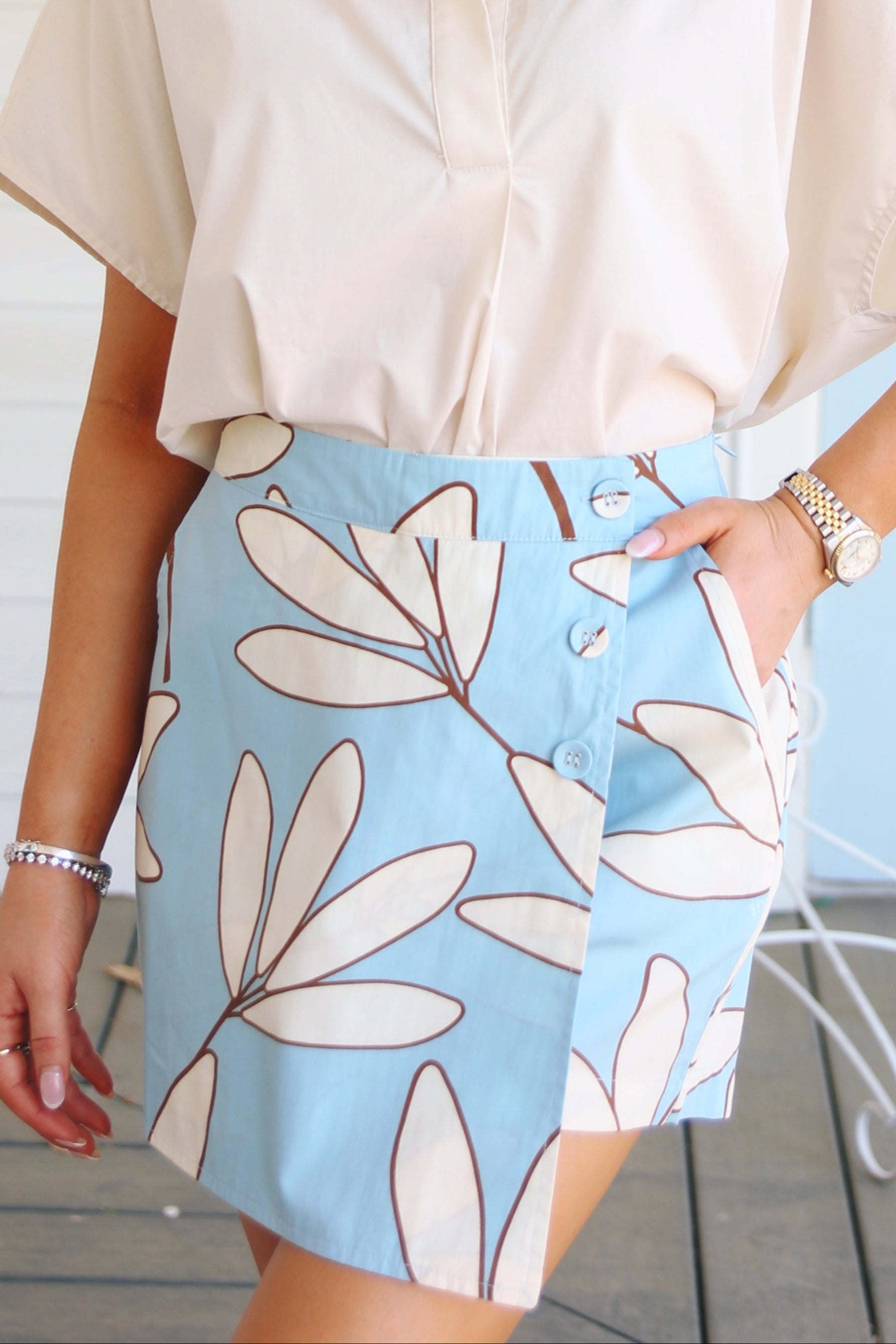 Palm Leaf Floral Skort