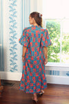 Stripe Floral Puff Sleeve Maxi Dress