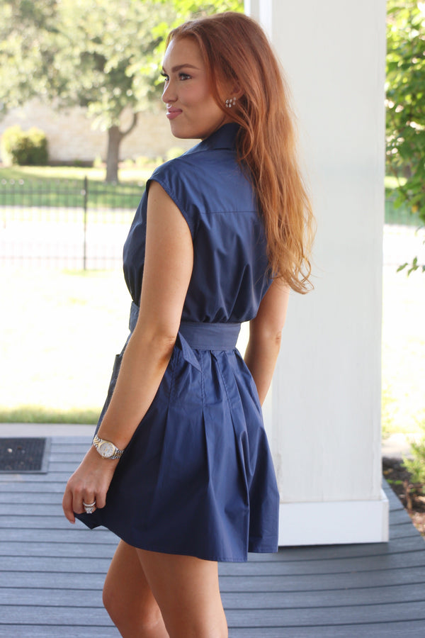 Solid Poplin Sheridan Shirt Dress with Belt