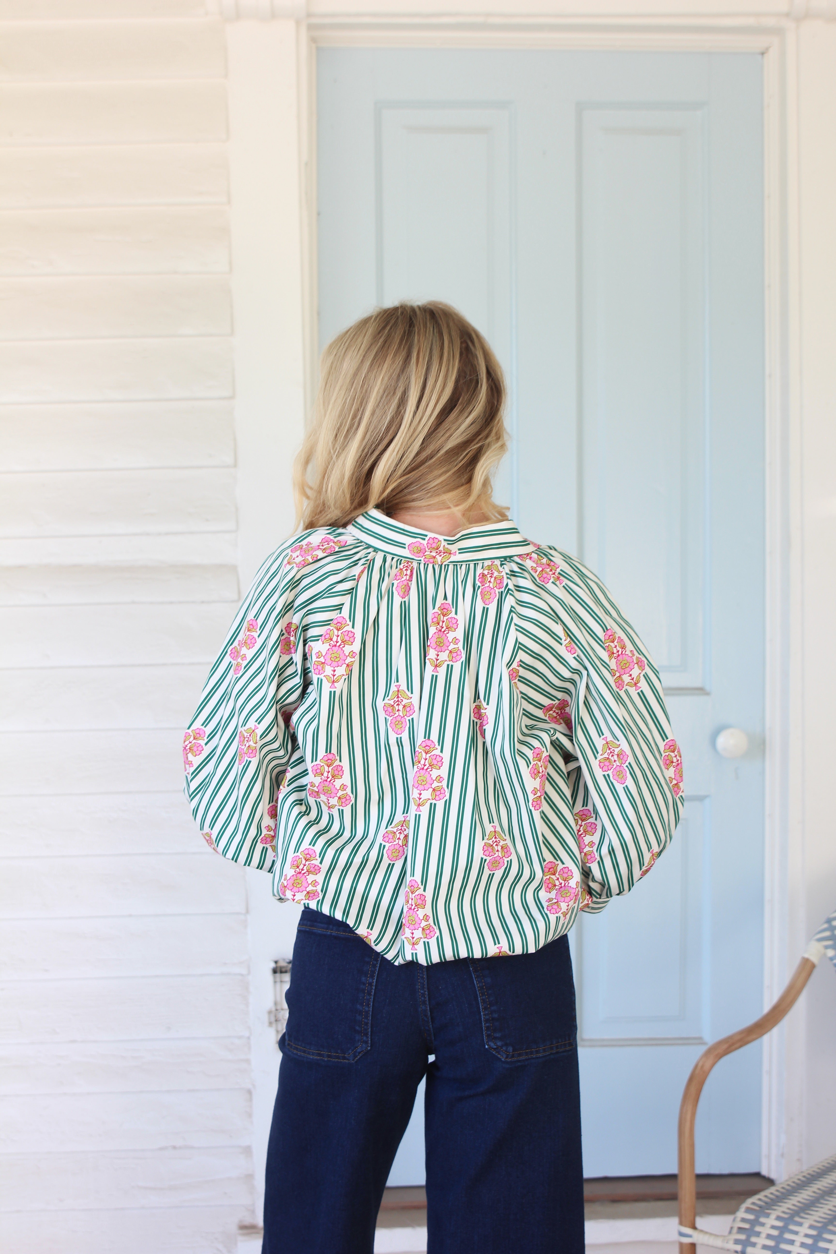 Stripe Floral Bubble Top