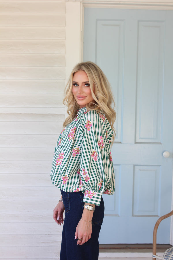 Stripe Floral Bubble Top