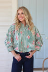 Stripe Floral Bubble Top