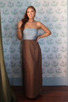 Color Block Linen Bustier Maxi Dress