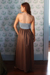 Color Block Linen Bustier Maxi Dress