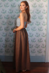 Color Block Linen Bustier Maxi Dress
