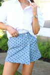 Denim Polka-Dot Wrap Skort