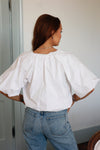 Solid Poplin Bubble Tie 3/4 Sleeve Top