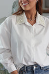 Pearl Collar Poplin Top