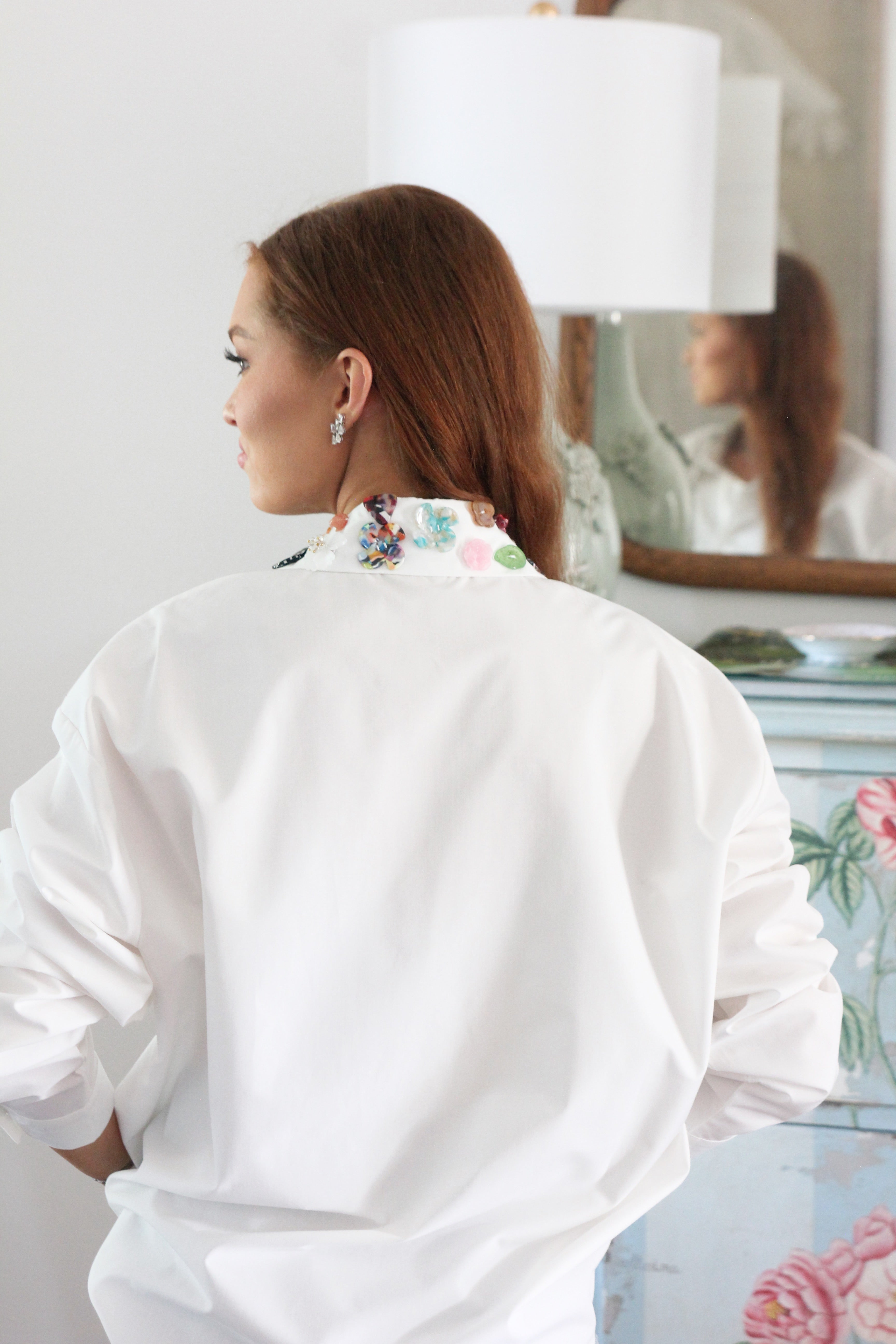 Novelty Button Collar Poplin Top