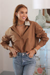 Pearl Collar Poplin Top