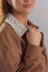 Pearl Collar Poplin Top