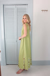 Solid Vneck Embroidered Scallop Dress