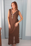 Solid Double Vneck Scallop Dress