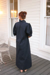 Solid Poplin Ruffle Neck Maxi Shirt Dress
