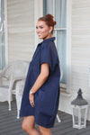 Solid Poplin Vneck Collar Signature Dress