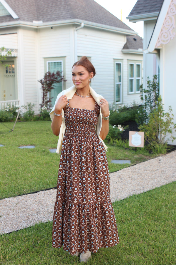 Floral Poplin Smock Tier Dress
