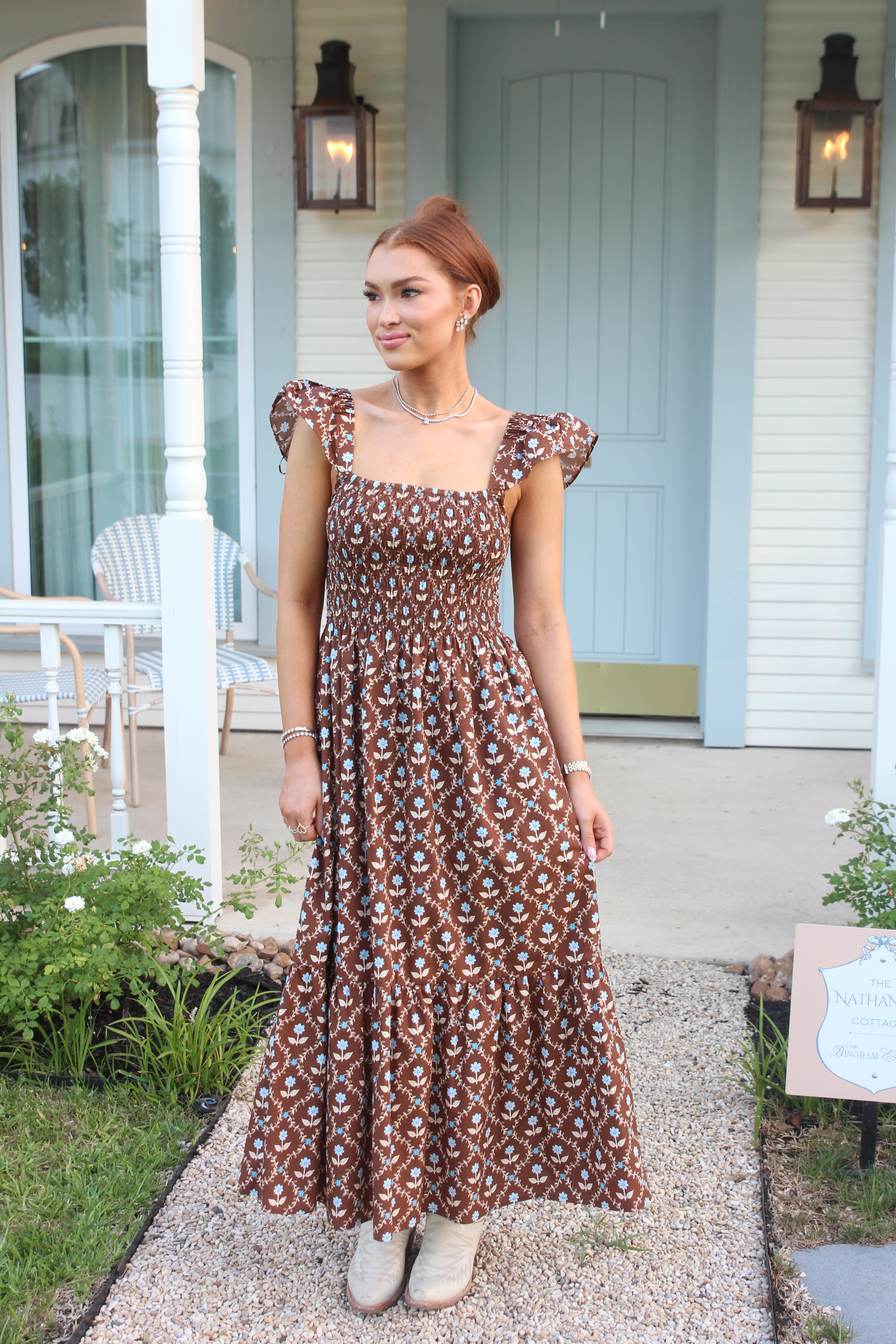 Floral Poplin Smock Tier Dress