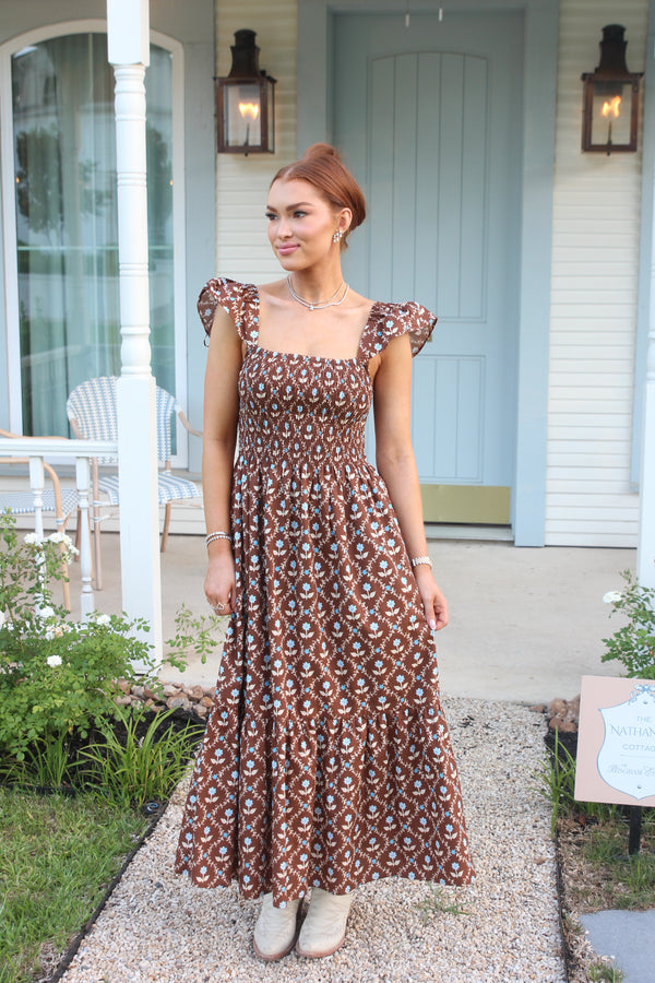 Floral Poplin Smock Tier Dress