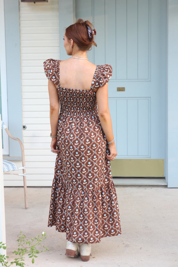 Floral Poplin Smock Tier Dress