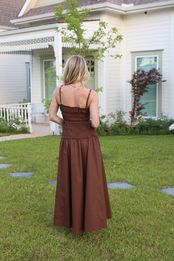 Solid Poplin Smock Cami Maxi Dress