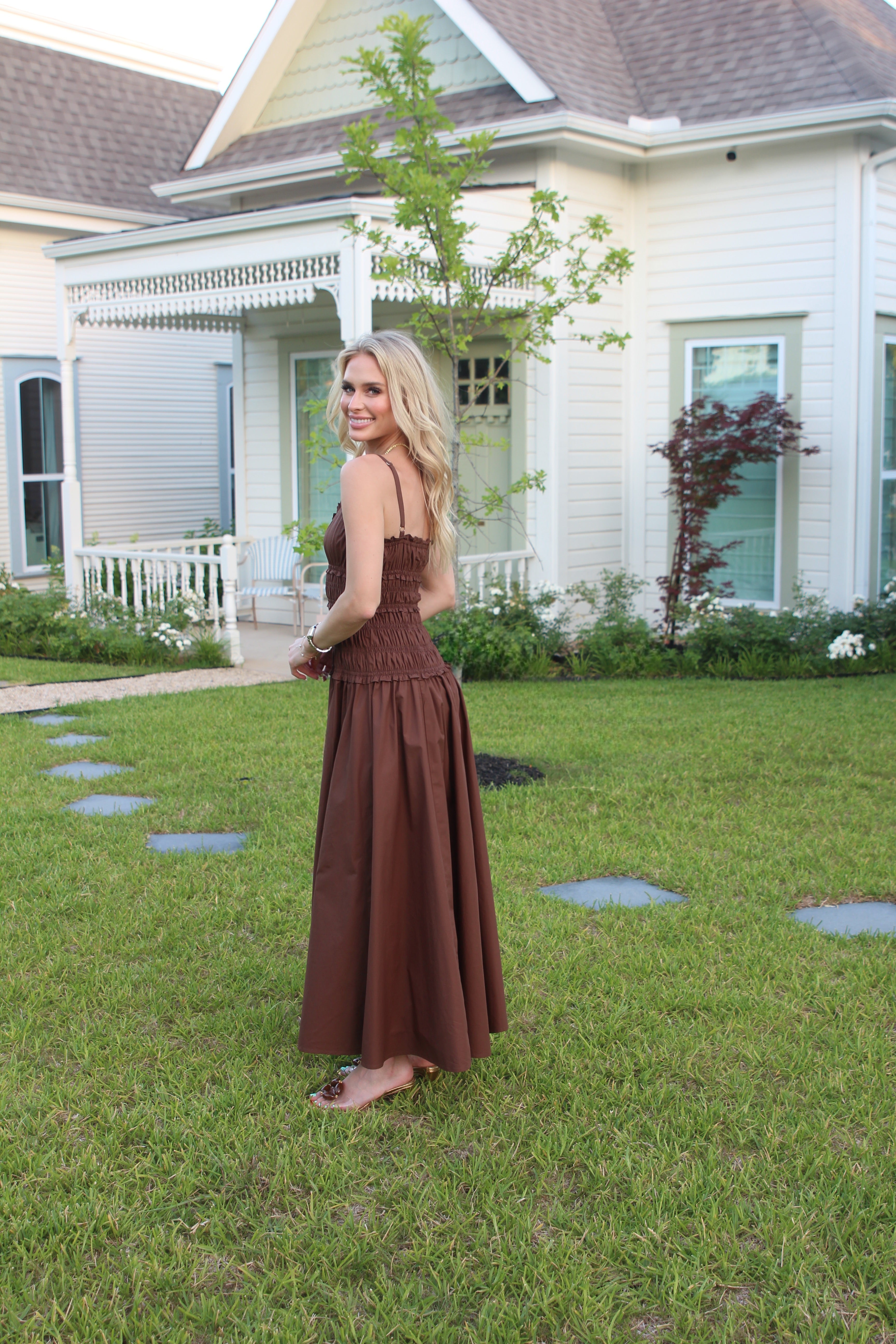 Solid Poplin Smock Cami Maxi Dress
