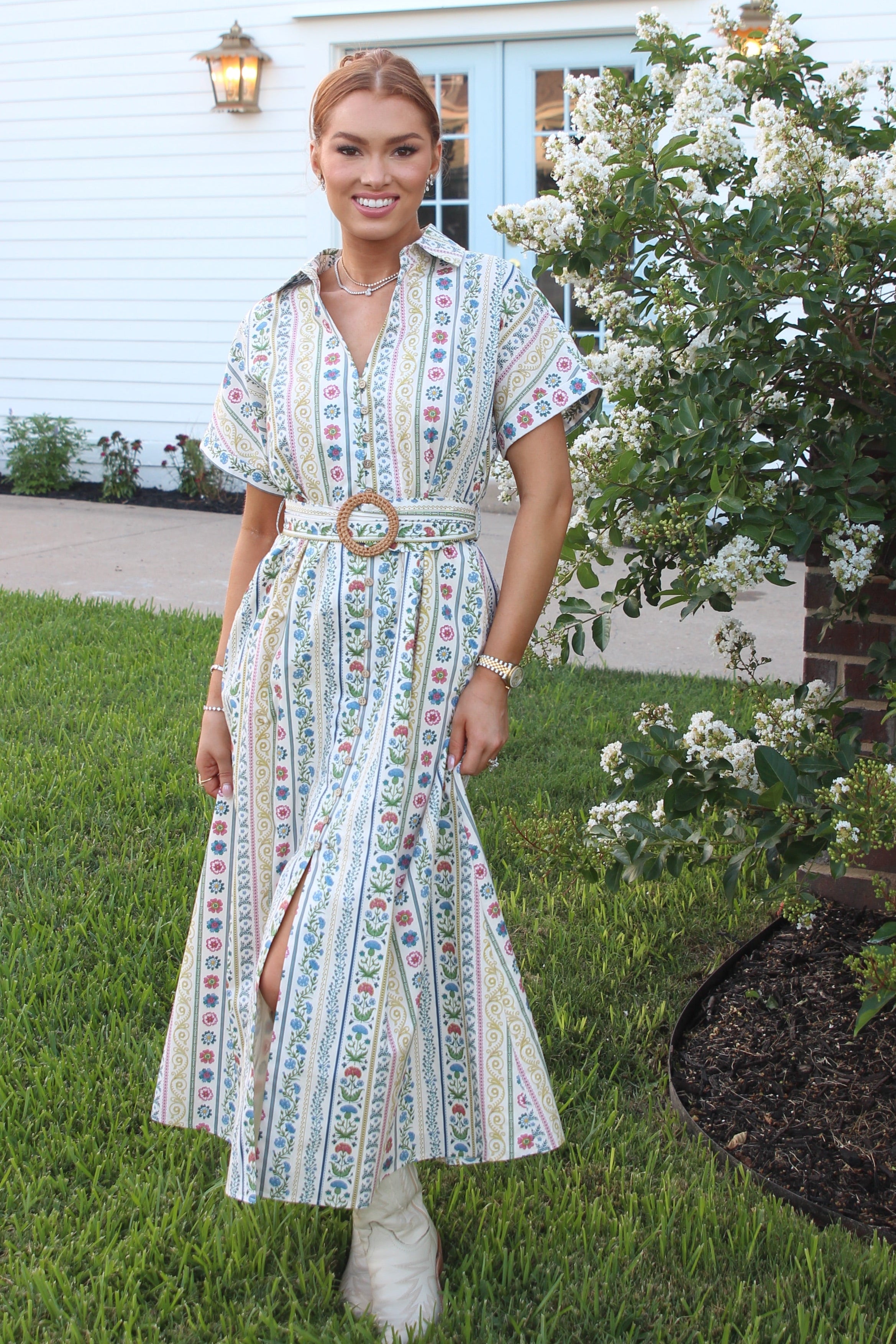 French Cottage Floral Maxi w/ Belt