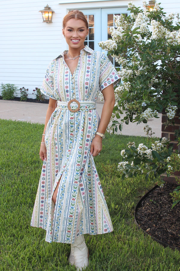 French Cottage Floral Maxi w/ Belt