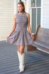 Check Smock Sleeveless Dress