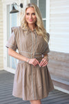 Stripe Poplin Shirt Dress with Contrast Piping
