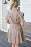 Stripe Poplin Shirt Dress with Contrast Piping