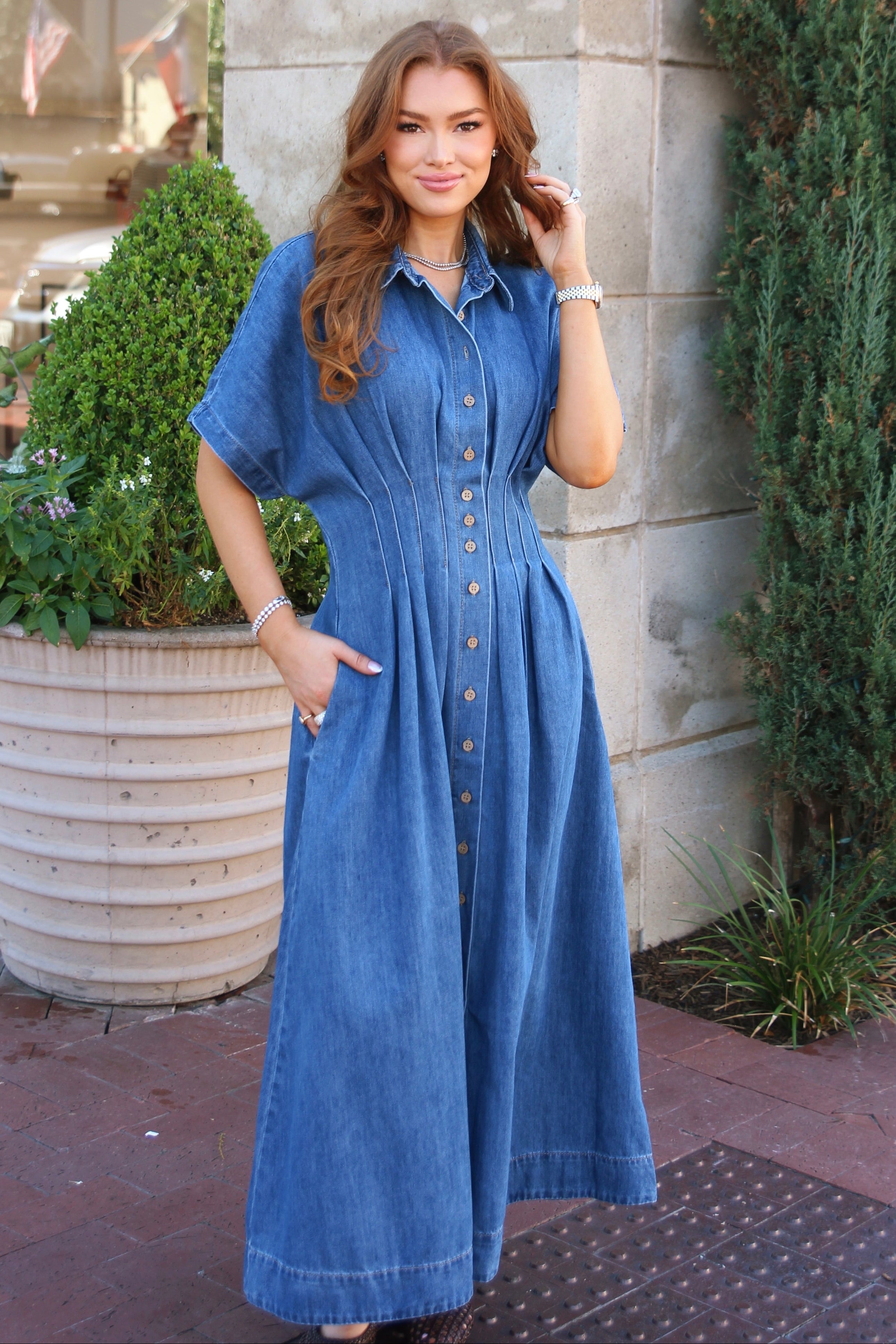 Denim Shirt Dress Maxi