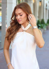 Solid Satin Halter Maxi Dress
