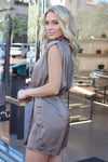 Solid Satin Drape Romper