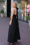 Solid Satin Halter Maxi Dress