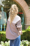 Hailey Stripe Poplin Sweater Button Top