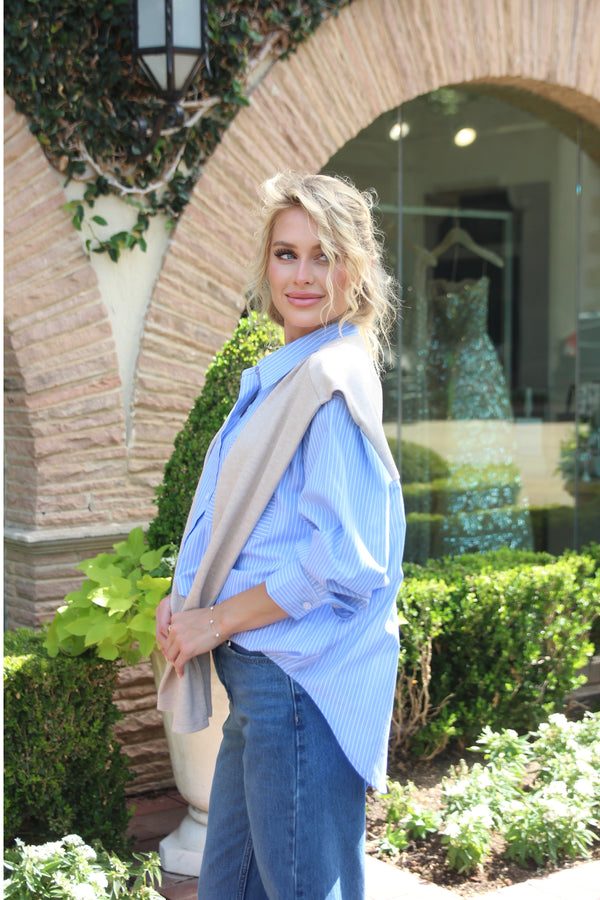 Hailey Stripe Poplin Sweater Top
