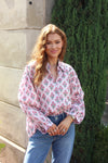 London Floral Poplin Button Up Top