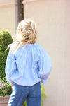 Solid Poplin 3/4 Sleeve Bubble Top