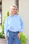 Solid Poplin 3/4 Sleeve Bubble Top