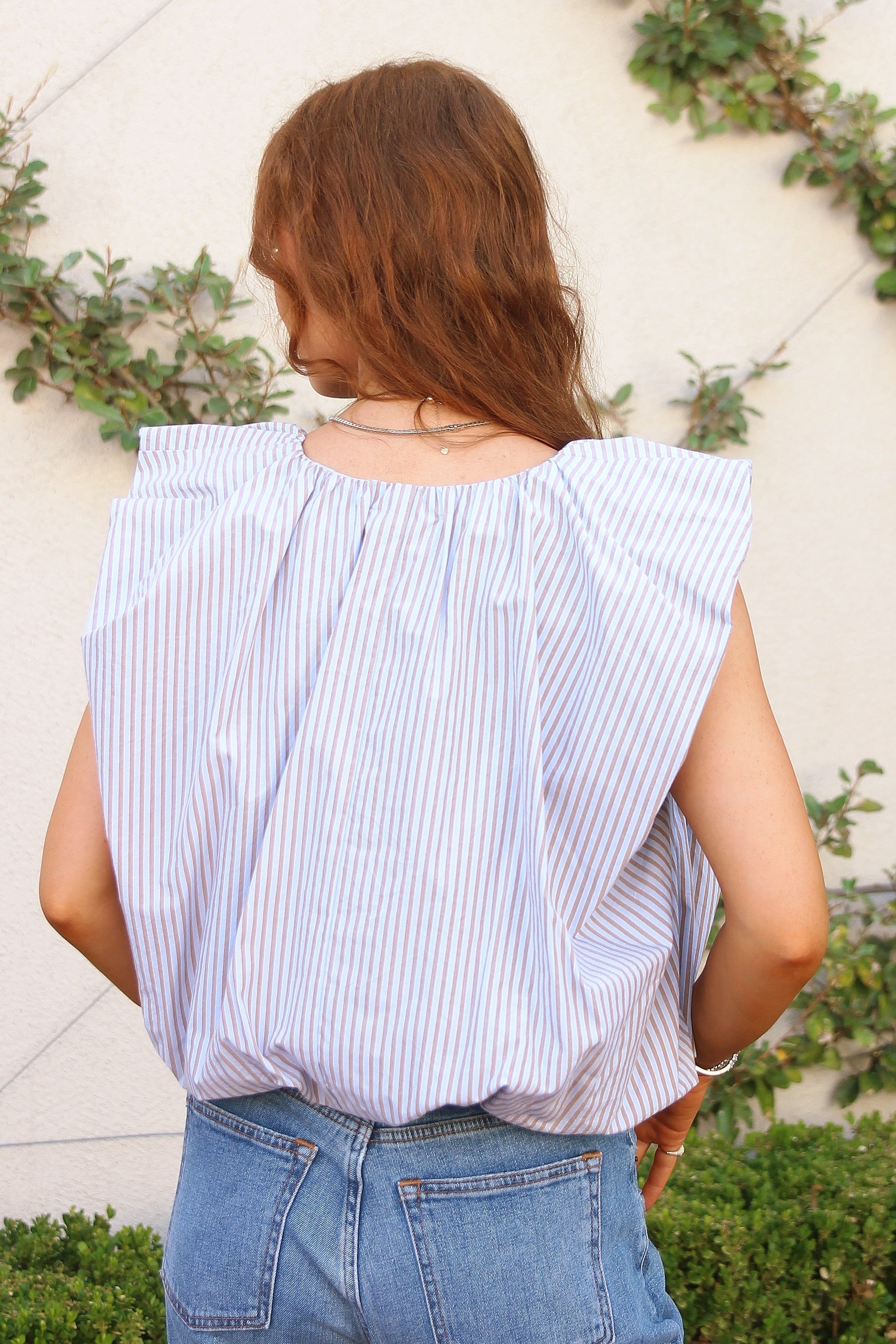 Stripe Poplin Bubble Top