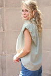 Check Bubble Sleeve Button Top