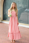 Stripe Tie Back Cami Maxi Dress