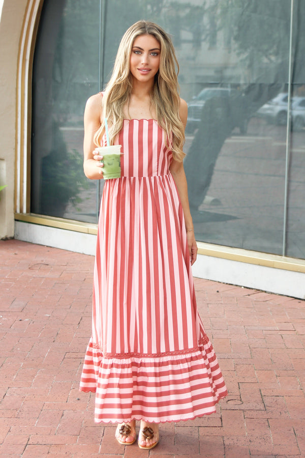 Stripe Tie Back Cami Maxi Dress