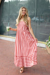 Stripe Tie Back Cami Maxi Dress