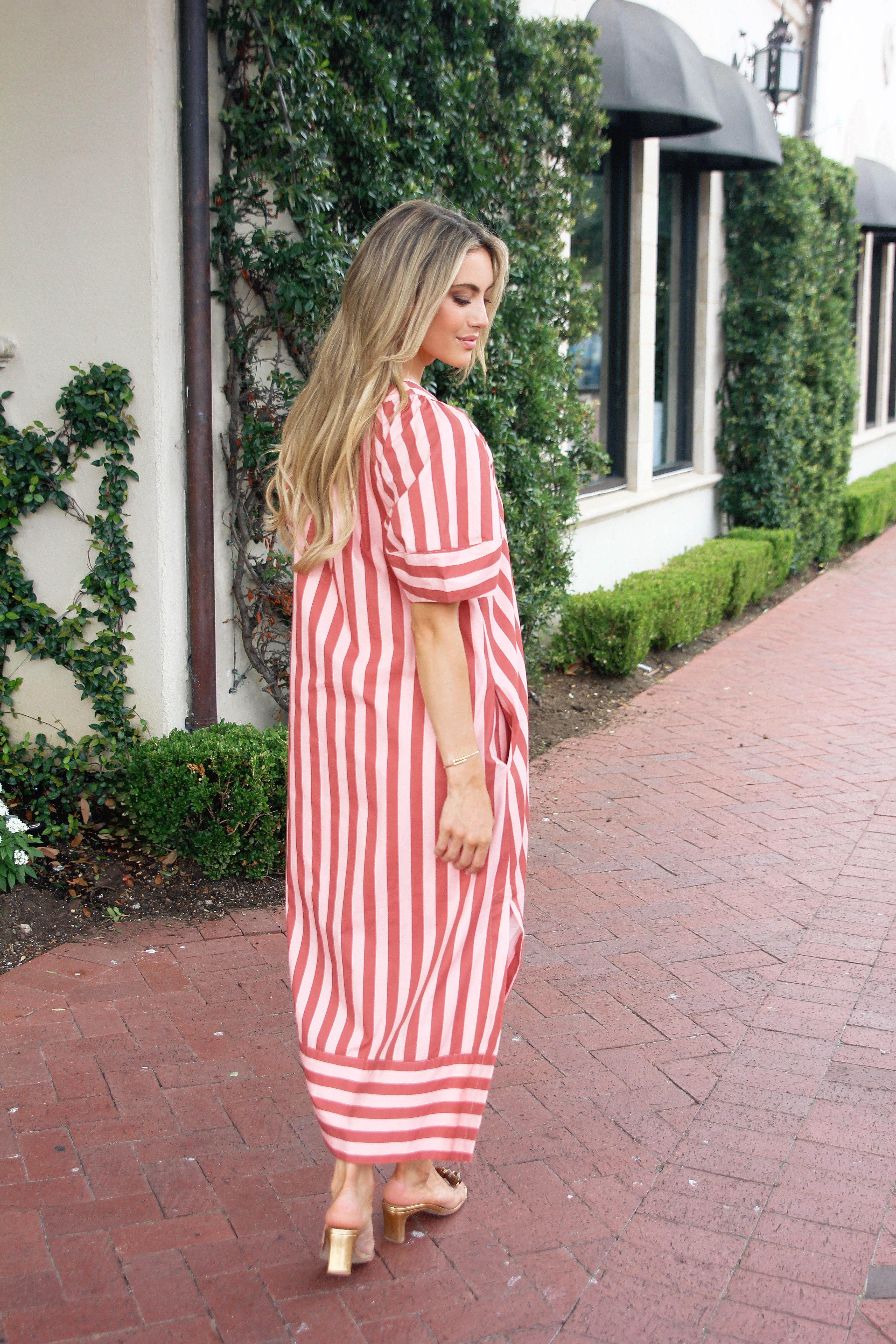 Stripe Vneck Signature Maxi Dress